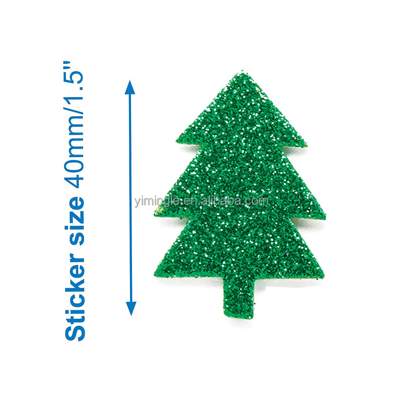 500pcs Christmas Tree Stickers  Eva Foam Stickers Glitter Self-Adhesive  DIY  Crafts Winter Party Home Wall Decor Gifts