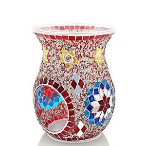 New National Style Sunflower Mosaic Glass Aromatherapy Stove Decoration SPA Club Candlestick Incense Burner Refined Oil Lamp