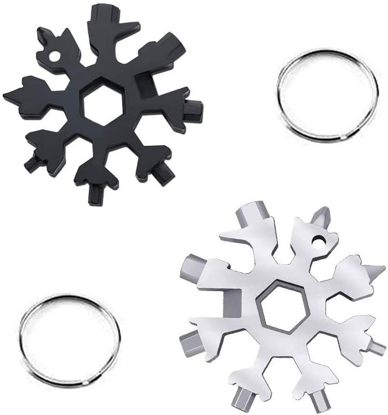 Creative Snow flake Shape Tool Multi-function Repair Stainless Steel Screwdriver Bottle Opener Keychain Wrench Tool