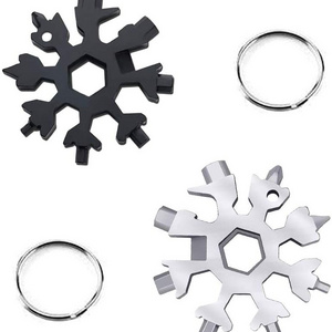 Creative Snow flake Shape Tool Multi-function Repair Stainless Steel Screwdriver Bottle Opener Keychain Wrench Tool