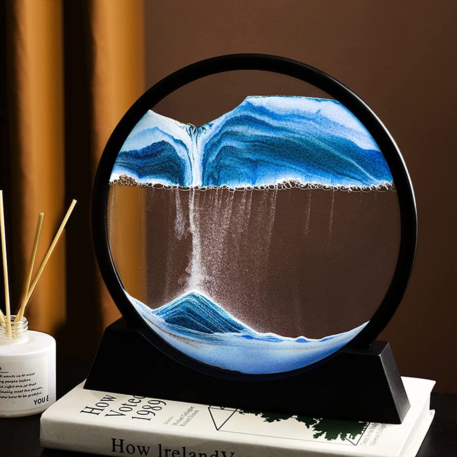 3D Deep Sea Moving Sand Art,Relaxing Kinetic Sandscape Art Table Desk Top to Decor for Any Home, Office Desktop, Mantle