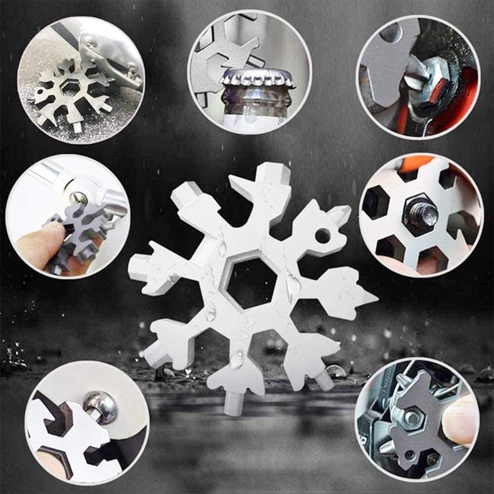 Creative Snow flake Shape Tool Multi-function Repair Stainless Steel Screwdriver Bottle Opener Keychain Wrench Tool