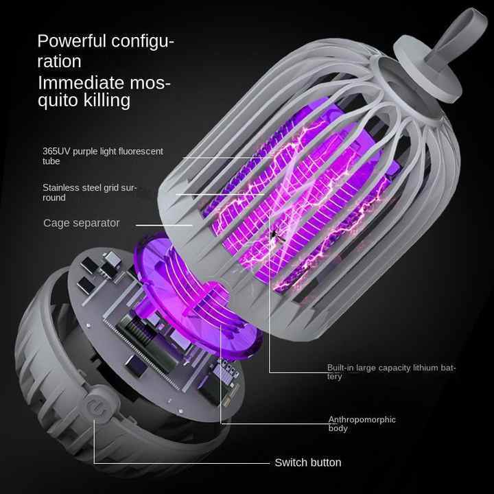 Birdcage Electric Shock Mosquito Lights Portable With Night Light Physical Mosquito Killer Hanging Insect Repellent Device