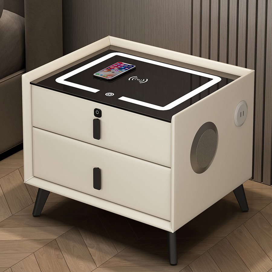 YMSC 2 Drawers Modern Smart bedside table  Smart Nightstands for bedroom with Wireless charging