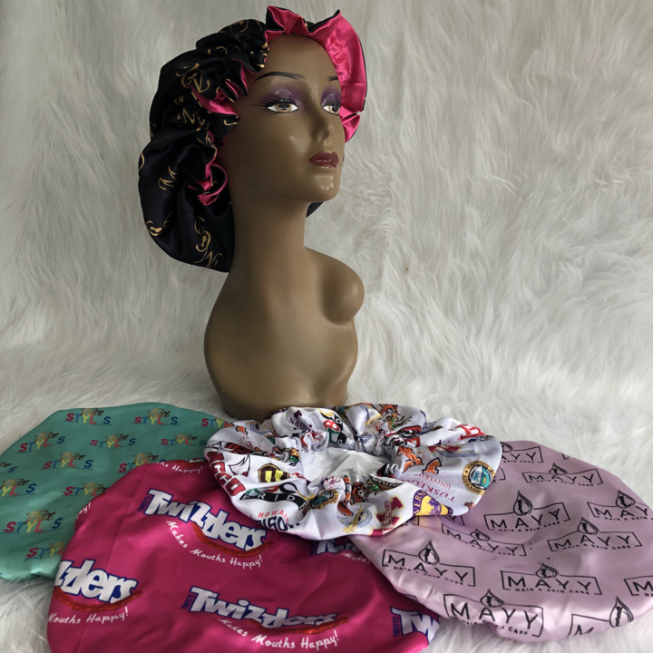 Low MOQ Own LOGO custom wholesale satin designer bonnets for women