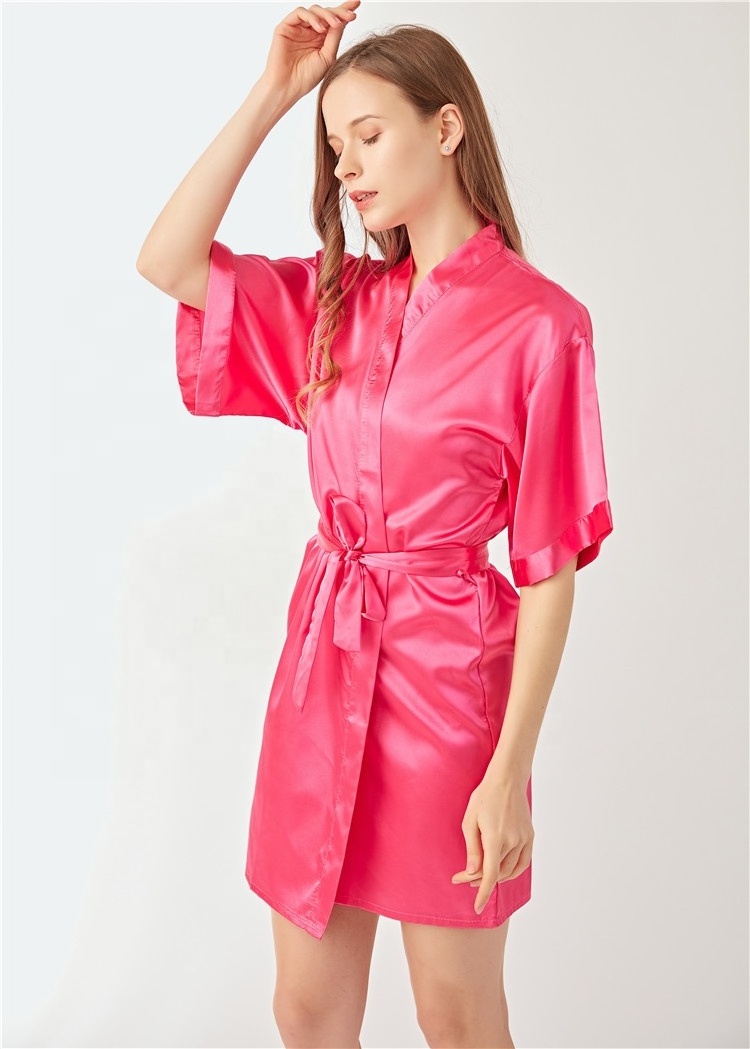 NO MOQ LOGO Custom wholesale satin silk bridesmaid robes for women