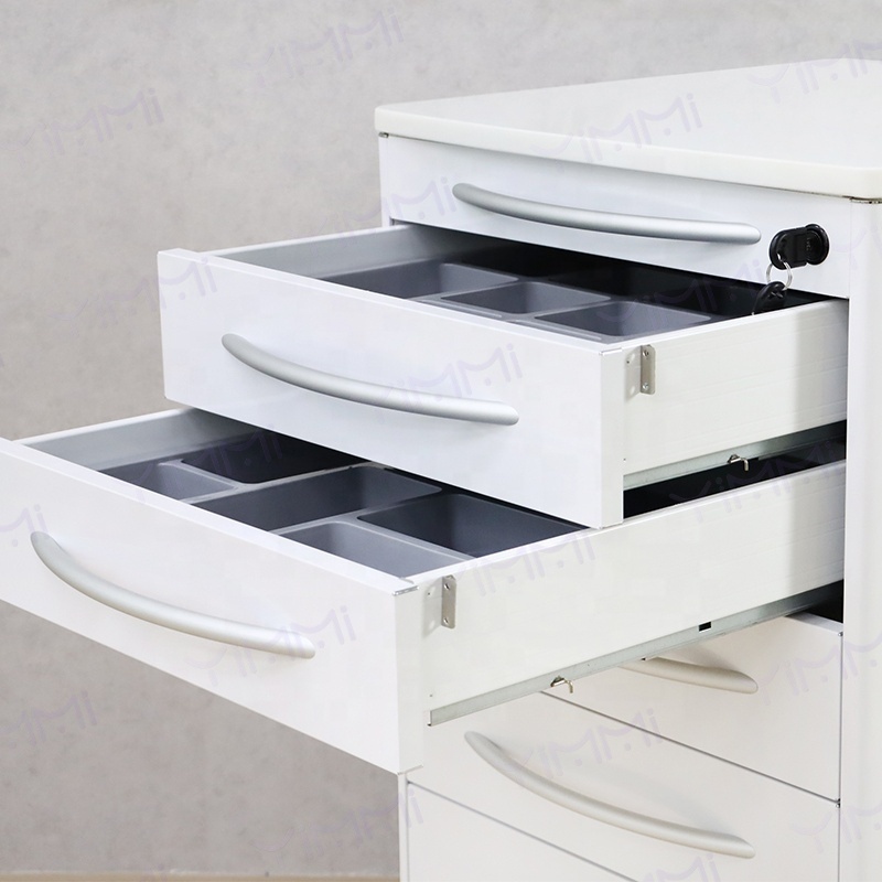 Hospital Decorate Instrument Equipment 5 Drawers Stainless Steel Dental Cabinets Furniture Storage Dental Cabinet Trolley