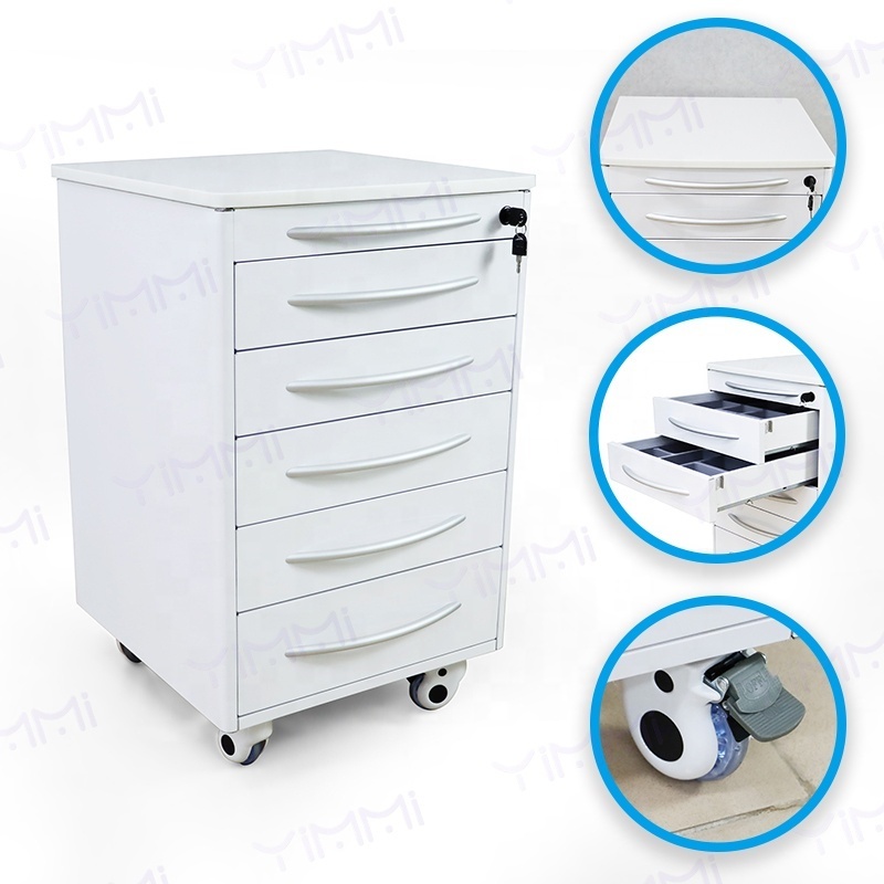 Hospital Decorate Instrument Equipment 5 Drawers Stainless Steel Dental Cabinets Furniture Storage Dental Cabinet Trolley