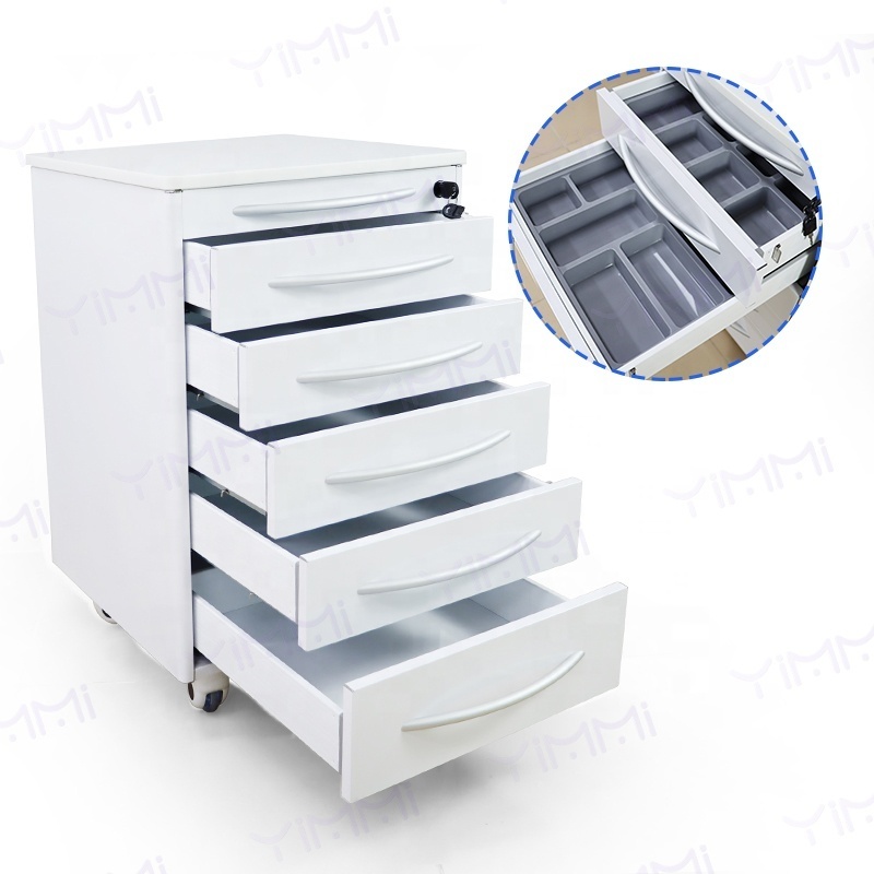 Hospital Decorate Instrument Equipment 5 Drawers Stainless Steel Dental Cabinets Furniture Storage Dental Cabinet Trolley