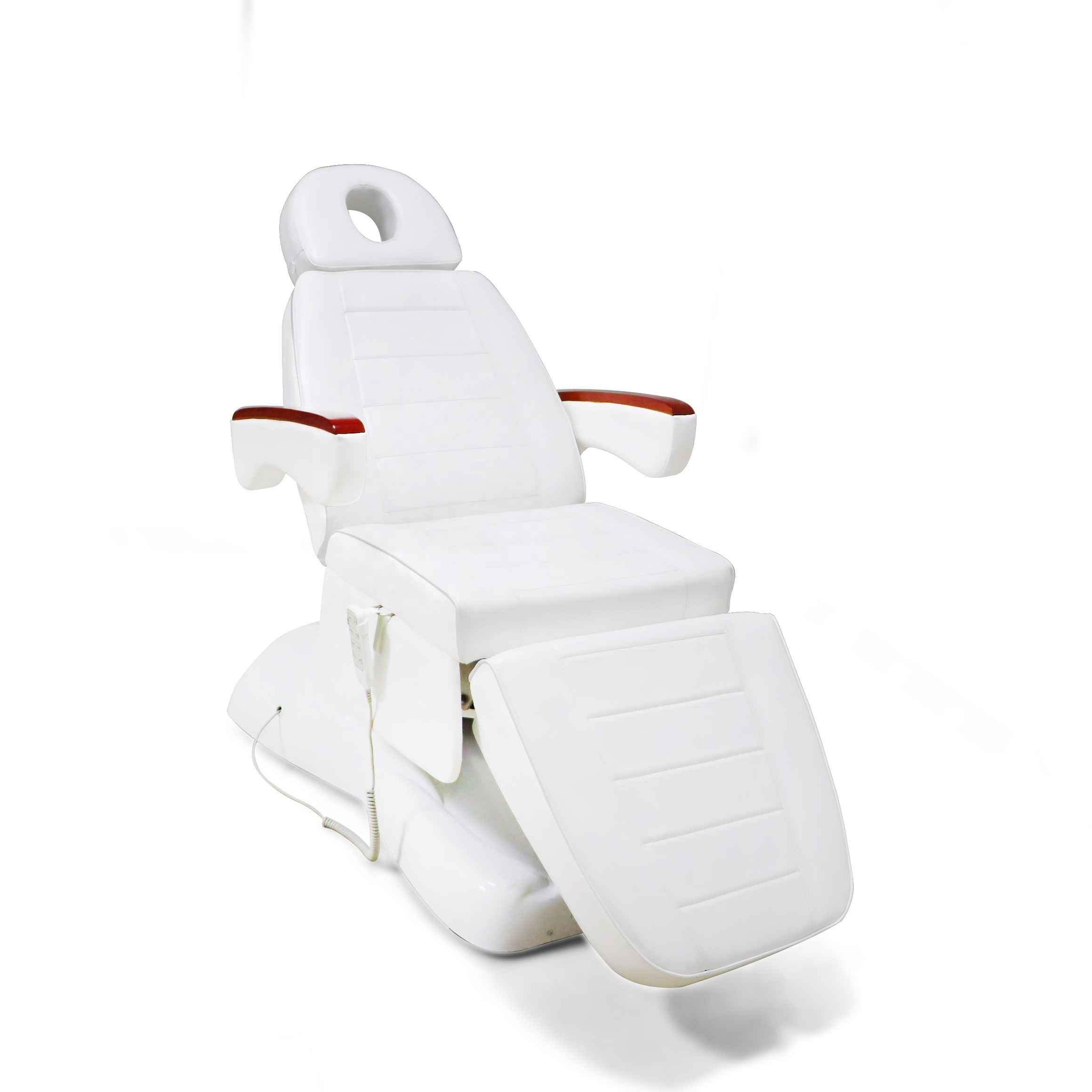 Electric Spa Facial Lash Tattoo Aesthetic Bed Wooden Armrest Massage Treatment Chair 3/4 Motor White Beauty Bed