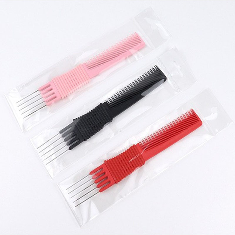 Teasing Combs with Metal Prong Salon Teasing Back Combs Carbon Comb with Stainless Steel Lift