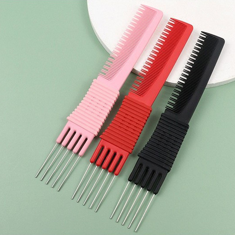 Teasing Combs with Metal Prong Salon Teasing Back Combs Carbon Comb with Stainless Steel Lift