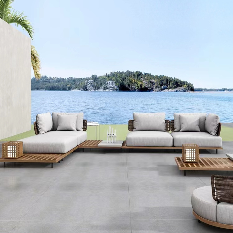 Luxury Outdoor Leisure Sofa Set Furniture Fabric Outdoor Garden Balconysofa Set Hotel Villa Modern L Shape Sectional Waterproof