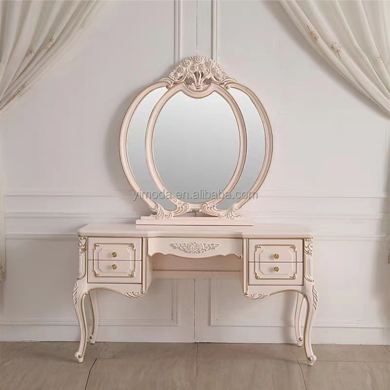 Luxury Modern Dressing Table for Bedroom Make up Dressing Table White with Mirror Vanity Bedroom Furniture 1 Piece Wood Modular