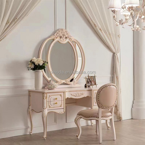 Luxury Modern Dressing Table for Bedroom Make up Dressing Table White with Mirror Vanity Bedroom Furniture 1 Piece Wood Modular