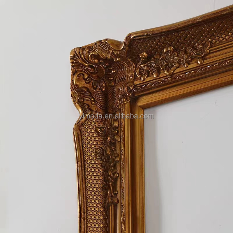 Antique Wall Hanging Gold leaf Wooden Carved Mirror Frame Living room Wall Hanging Decorative carved wooden Mirrors