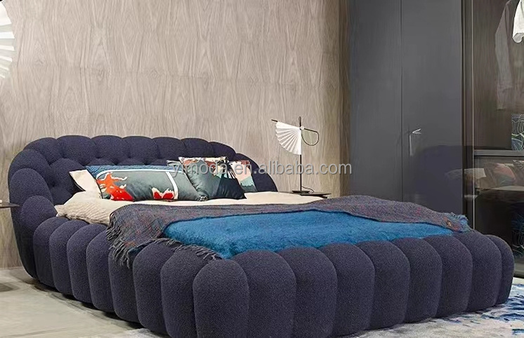 Nordic modern Bedroom King Size Bed purple Fabric Bubble Double Bed Hotel Villa Furniture 3D Foam bubble Bed