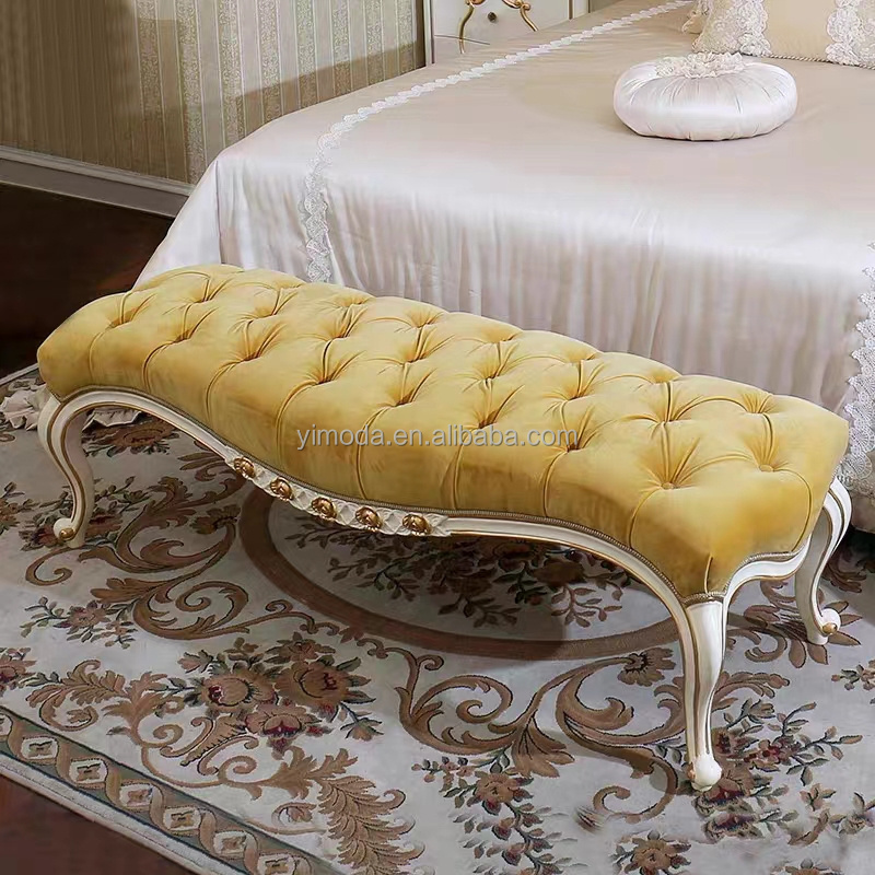 Top end European Tufted chesterfield wood velvet bed frame wooden bed frame king size yellow bed with headboard