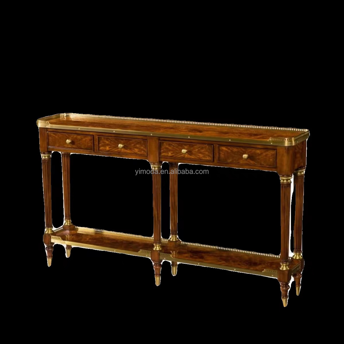 French luxury Living room furniture sets hallway table with teak wood top carved baroque style solid wood console table