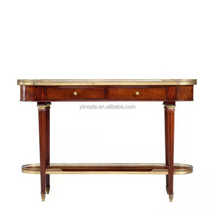 French luxury Living room furniture sets hallway table with teak wood top carved baroque style solid wood console table