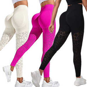 New Arrival Women Yoga mesh Leggings Women fitness double push up leggings Women Sport Gym Leggings Exercise Fitness Pants