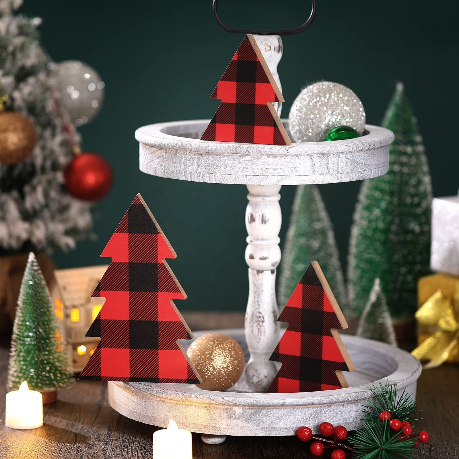 Custom Wholesale Trees decorate clear furniture wood ornaments unfinished christmas ornaments