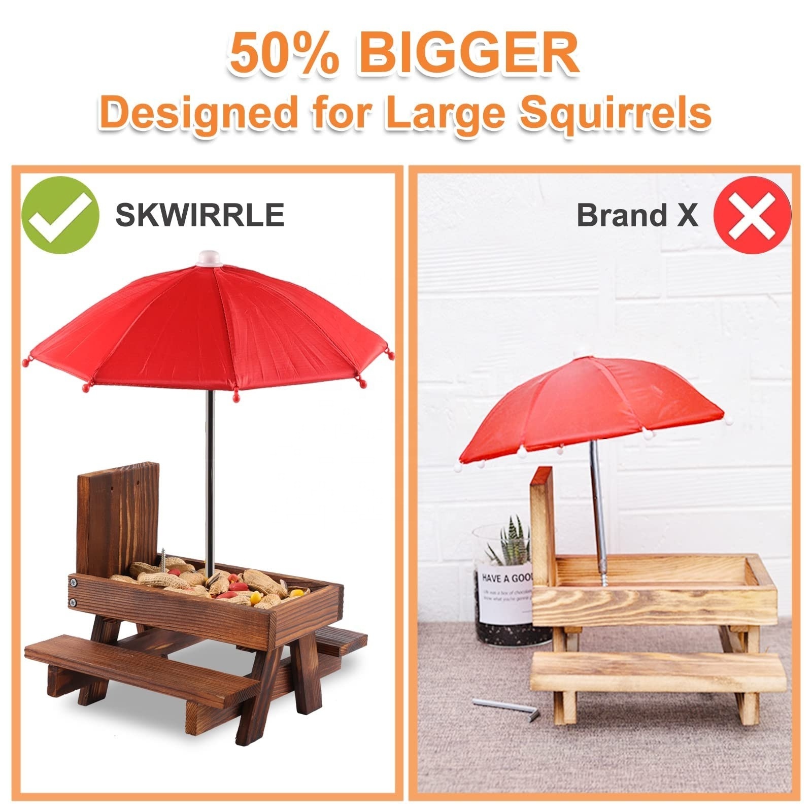 Hot selling outdoor hanging wooden squirrel feeder picnic table patio gift High quality squirrel feeder