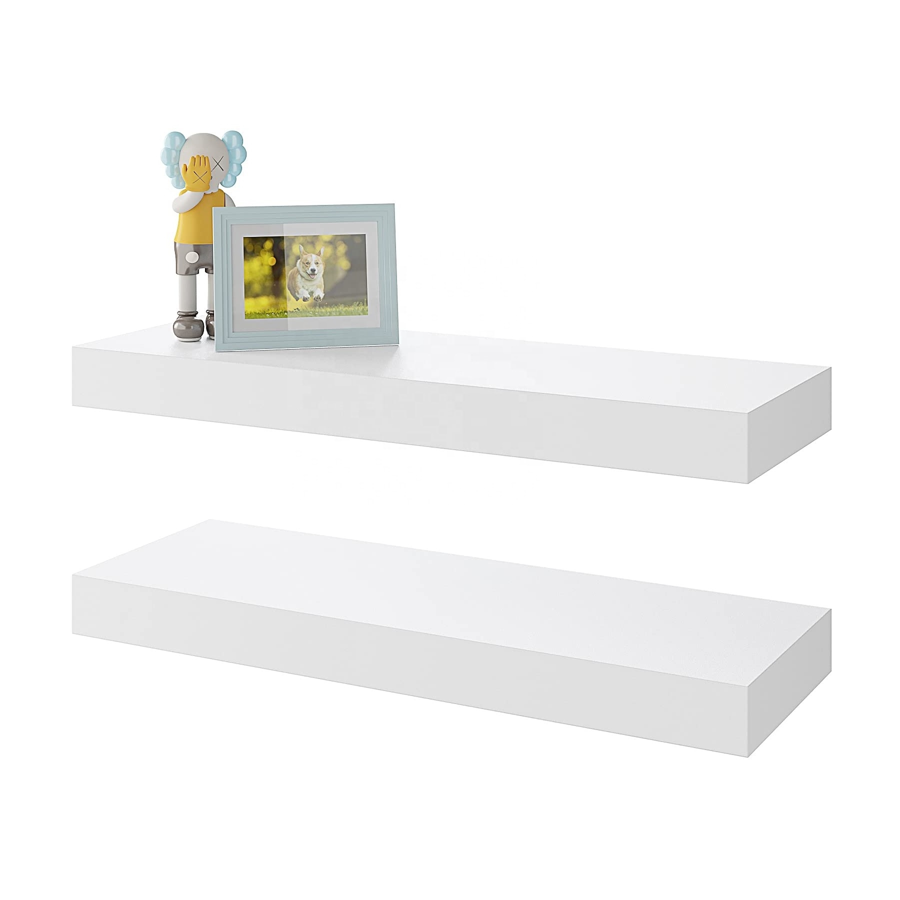 Custom wholesale modern simple home decoration white wall mounted storage shelf wooden wall shelf