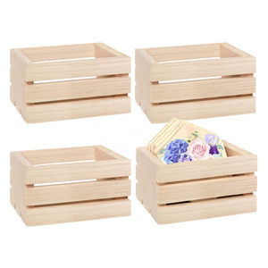 Wholesale custom natural wood color mini home portable multi-functional living room storage box wooden crates