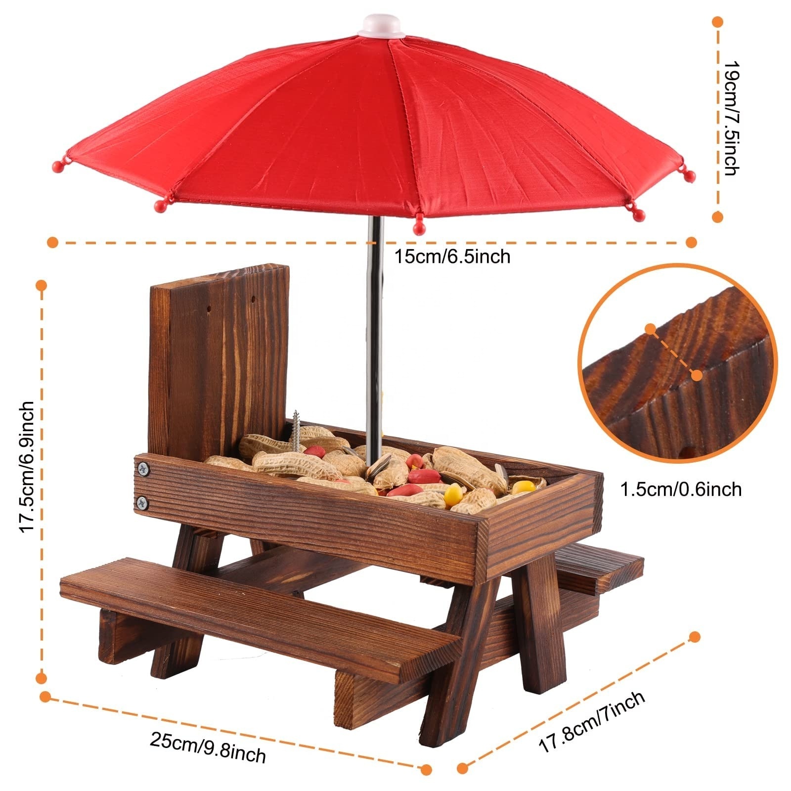 Hot selling outdoor hanging wooden squirrel feeder picnic table patio gift High quality squirrel feeder