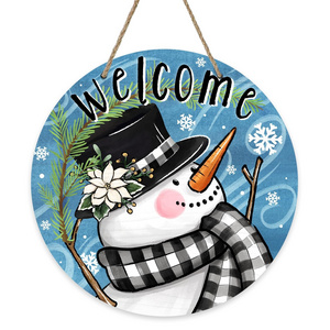 Hot new creative Welcome Winter Snowman Blue front door sign Outdoor porch holiday decorations Merry Christmas Tabletop Sign