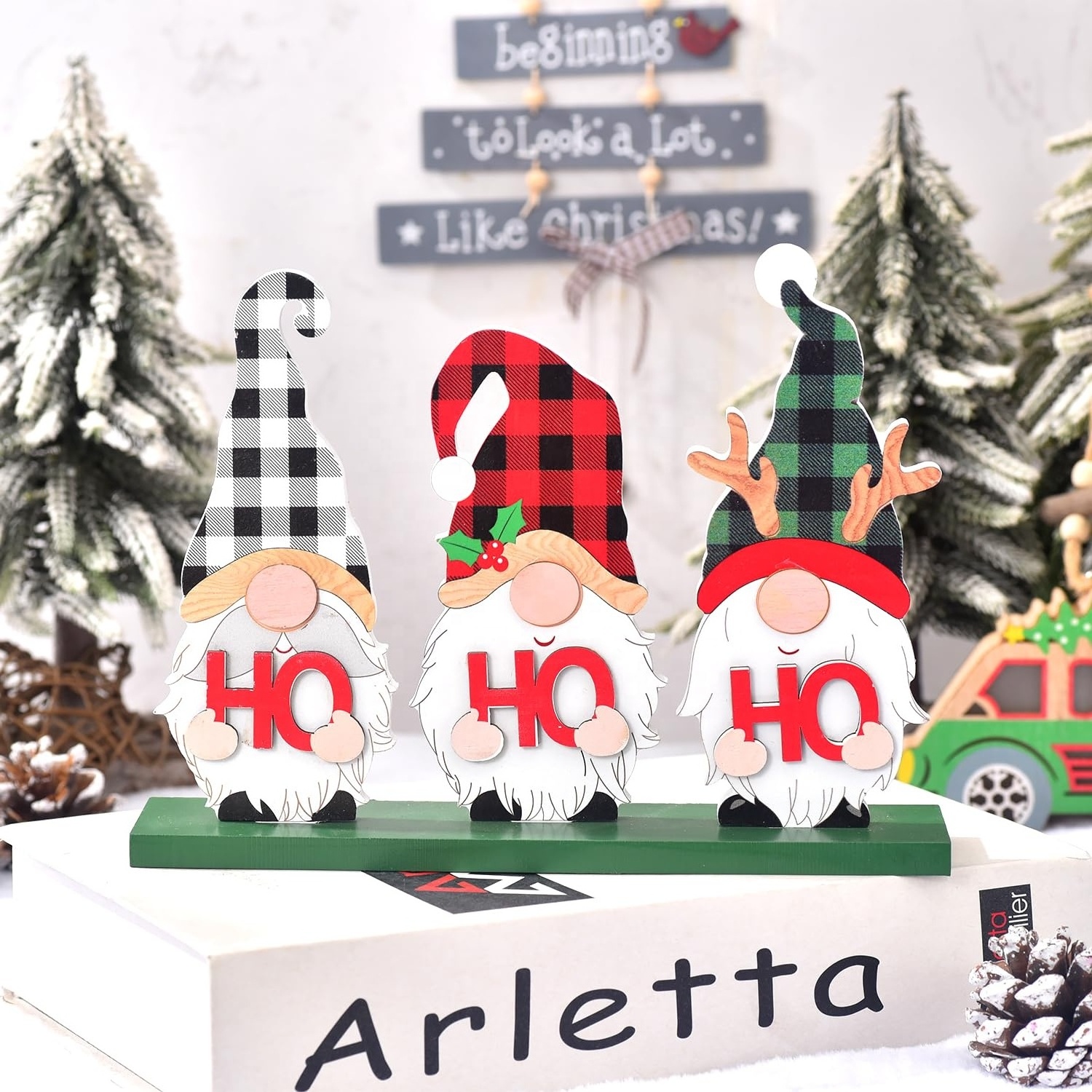 Custom wholesale new design wooden Christmas decorations home decoration snowman ornaments Wooden Sign