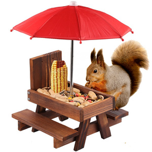 Hot selling outdoor hanging wooden squirrel feeder picnic table patio gift High quality squirrel feeder