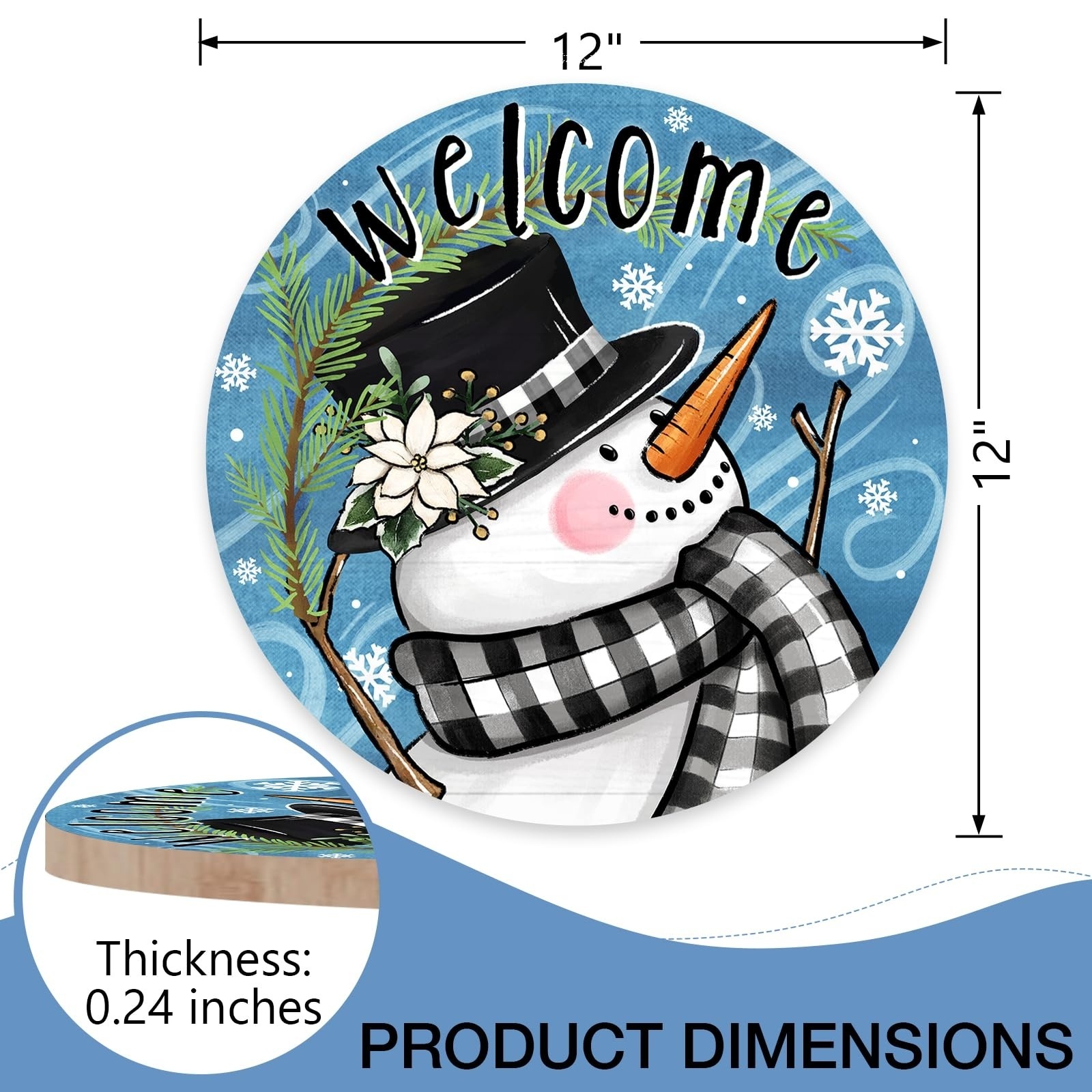 Hot new creative Welcome Winter Snowman Blue front door sign Outdoor porch holiday decorations Merry Christmas Tabletop Sign