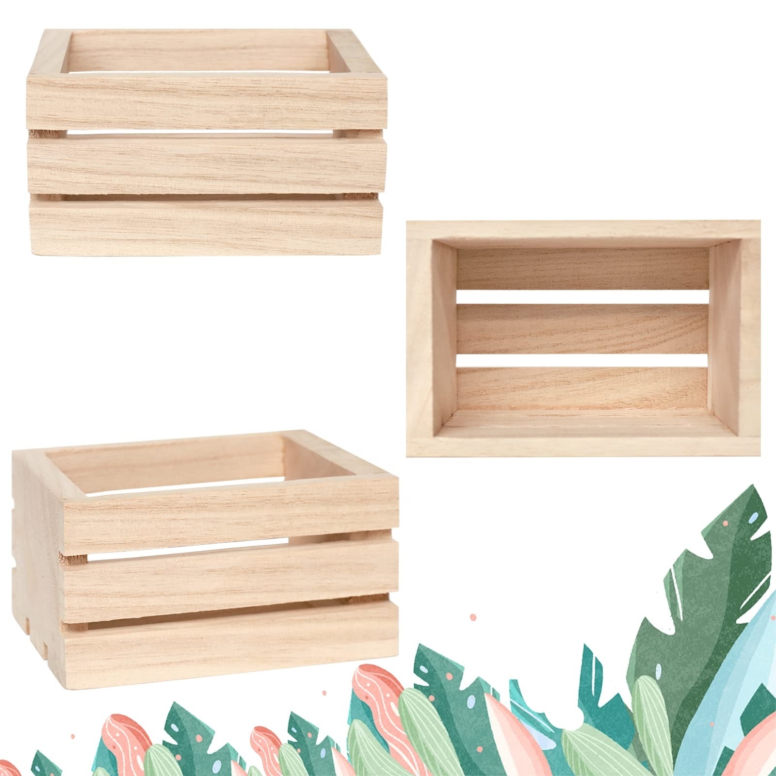 Wholesale custom mini rustic wooden boxes decorated with unfinished jewelry storage boxes Wooden Crates