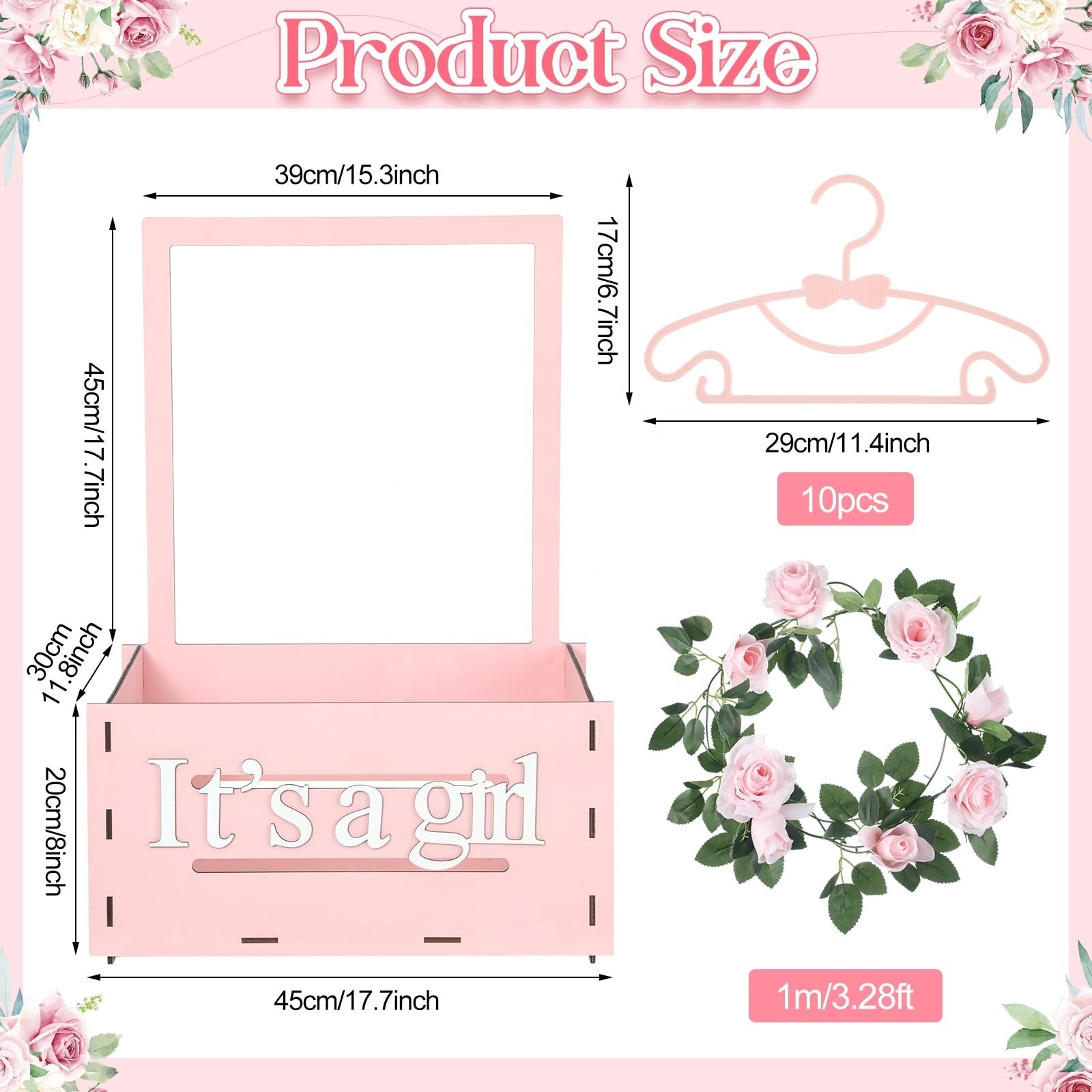 Custom Wholesale new personalized pink wooden baby shower box closet Wooden gift box pregnancy basket Wooden Baby Shower Crate