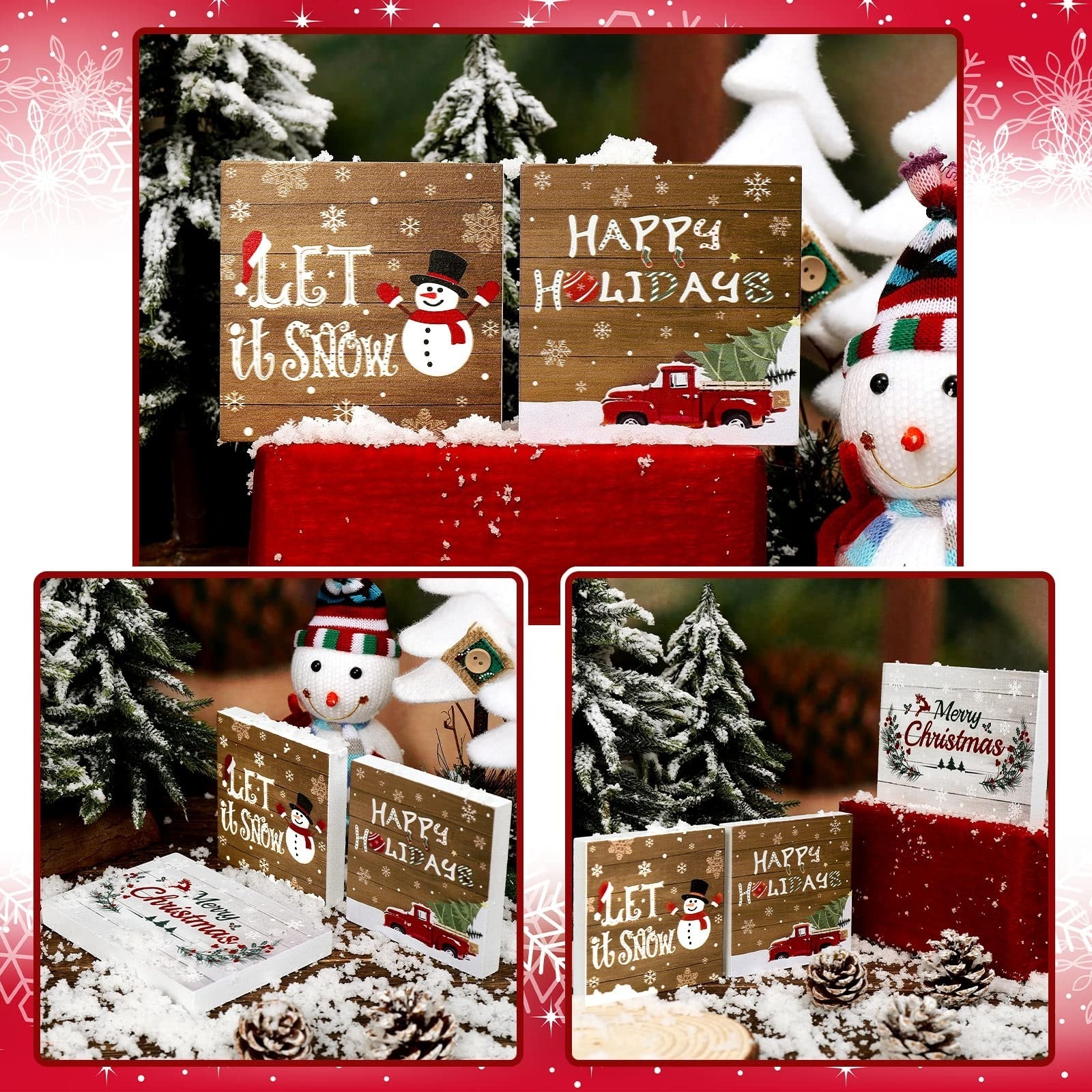 Wholesale custom home decor holiday decorations creative new wooden Christmas signs Wooden Christmas decorations