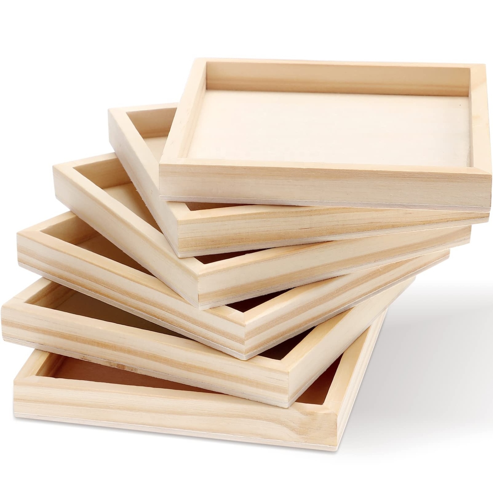 Hot sales can be customized wooden DIY wooden tray bulk blank dessert coffee square wooden tray