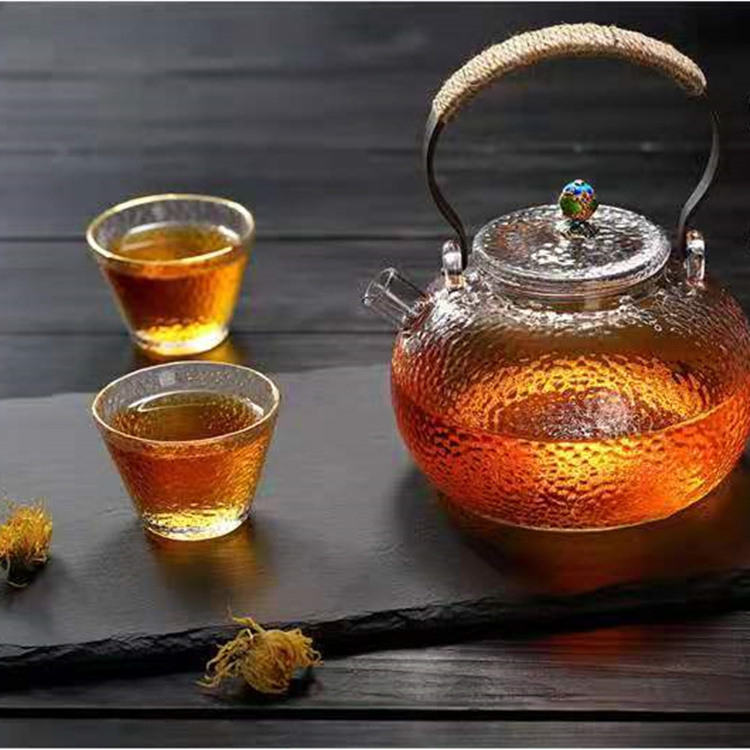 Chinese Glass Tea Pot With Copper Handle High Borosilicate Heat Resistant