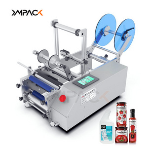 YIMU Manual Desktop Label Applicator Electric Semi Automatic Labeling Machine For Round Bottles