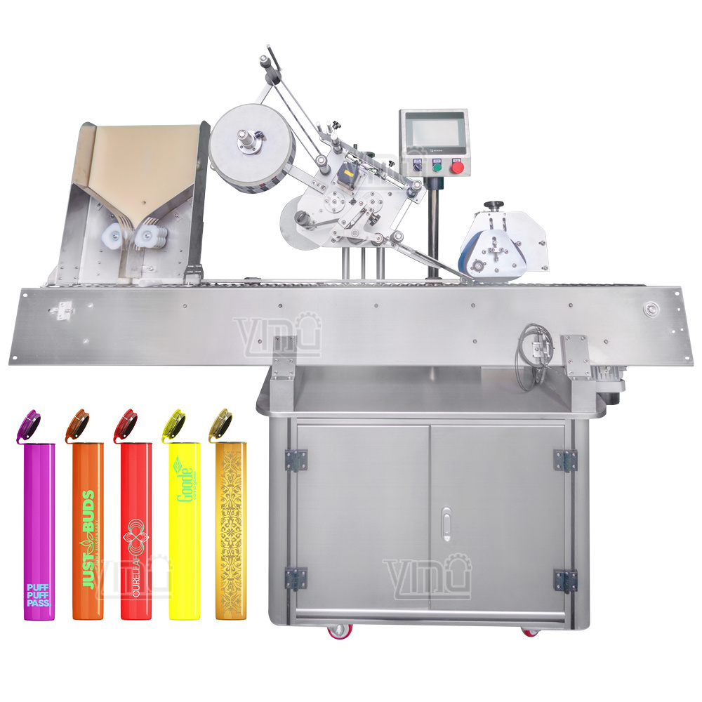 YIMU YM215 Full Automatic 10ml 20ml Bottle Open Pre Roll Tube Sticker Labeller Horizontal Vial Ampoue Labeling Machine