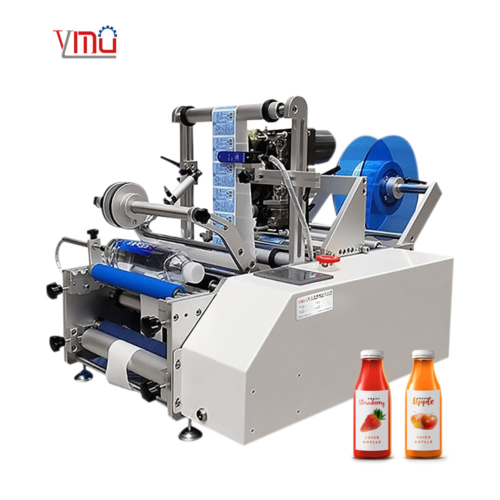 YIMU YM130 2024 Hot Selling Manual Semi Automatic Sticker Label Applicator Small Desktop Round Bottle Packaging Labeling Machine