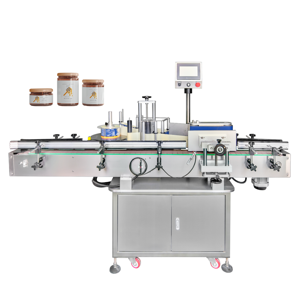 YM510 Automatic glass jar adhesive sticker labeler plastic PET round bottle labeling machine