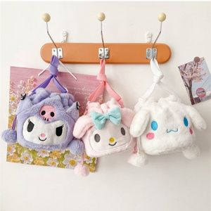 Cute Dog Cinnamoroll Melody Sanrio Plush Bag Cat Rabbit Animal Stuffed Toys Dolls Messenger Bag For Girl