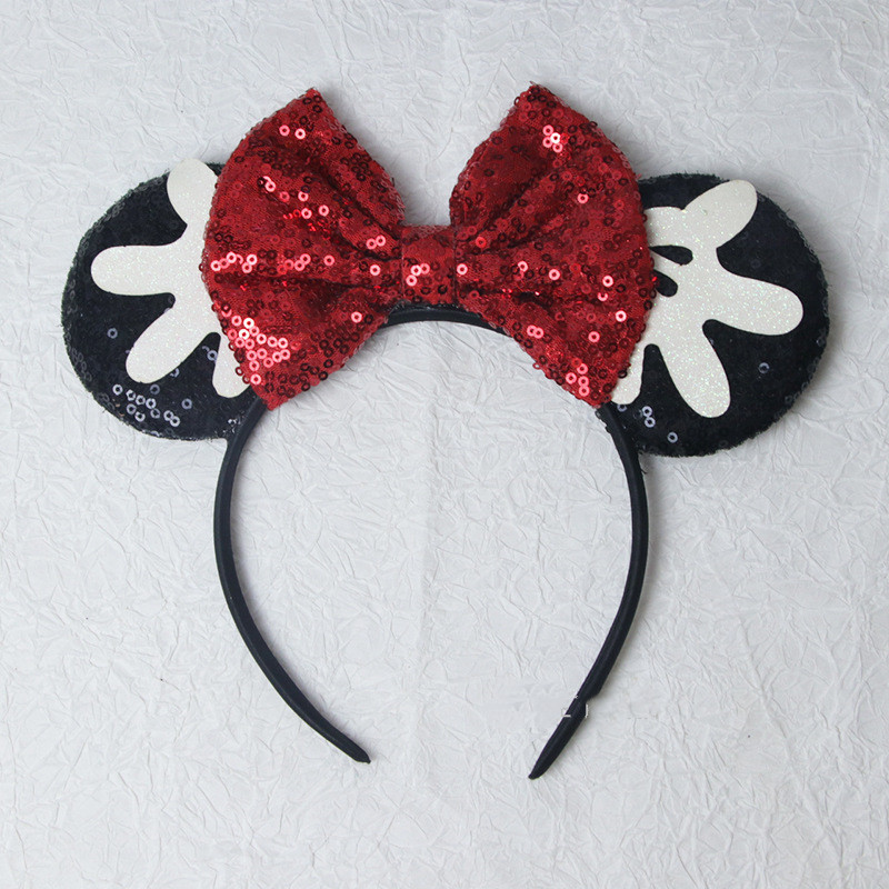 Mini Mouse Ears Sequin Bows Headband Cosplay Costume Accessories Adult Kids Birthday Party Mickey Headband