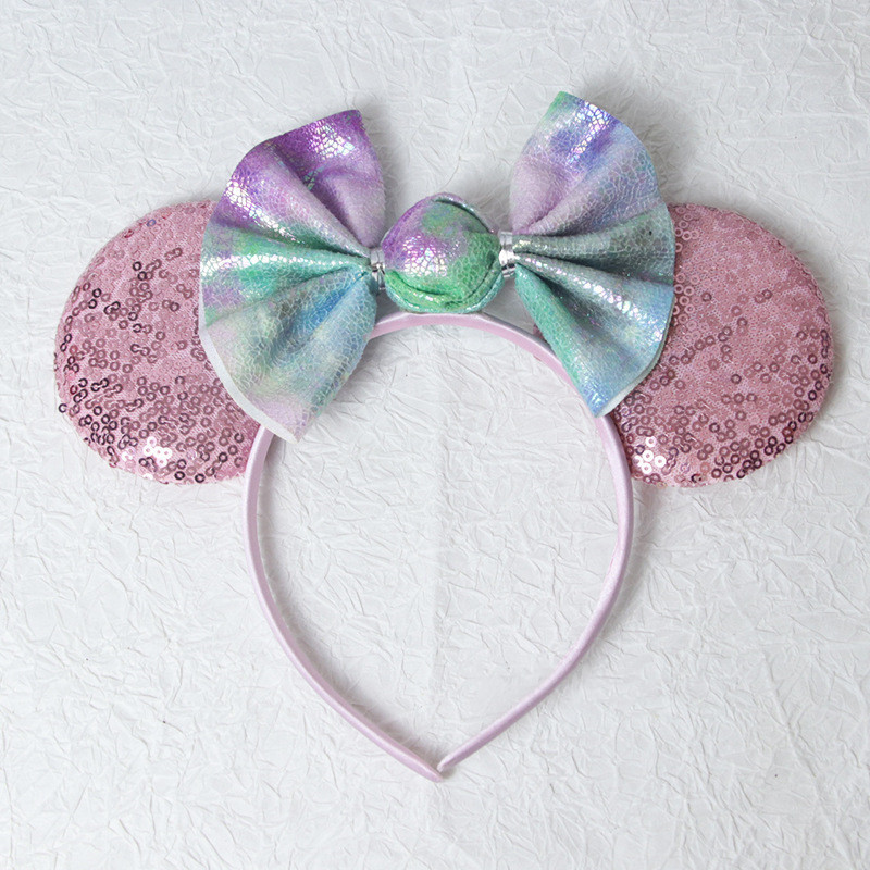 Mini Mouse Ears Sequin Bows Headband Cosplay Costume Accessories Adult Kids Birthday Party Mickey Headband