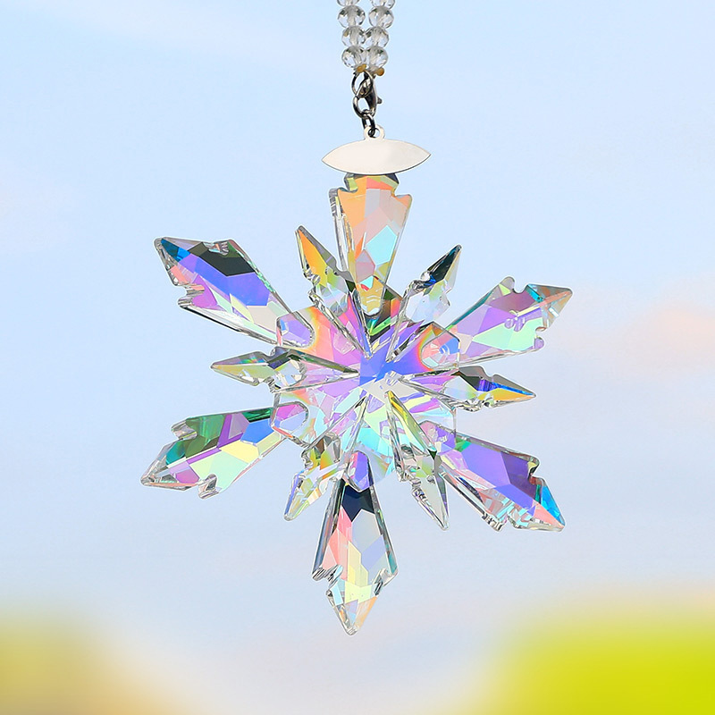 Crystal Car Hanging Ornaments Crystal Bling Snowflake Car Interior Pendant Decoration Crafts for Christmas Decoration