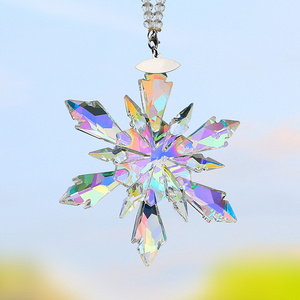 Crystal Bling Snowflake Crystal Car Hanging Ornaments Car Interior Pendant Decoration Crafts Christmas Decoration