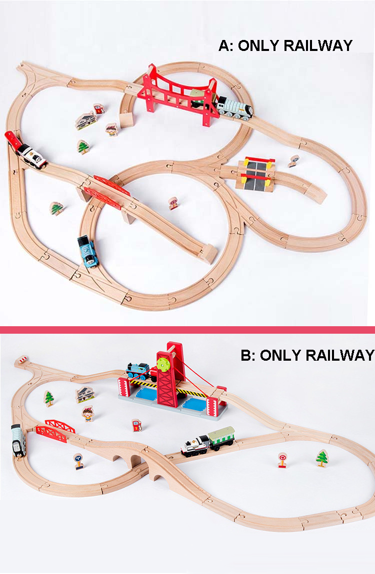 Wooden Railway Train Sets Track Accessories Table wooden train set Wood Education Boy Child Toy Multi Race Track Toy