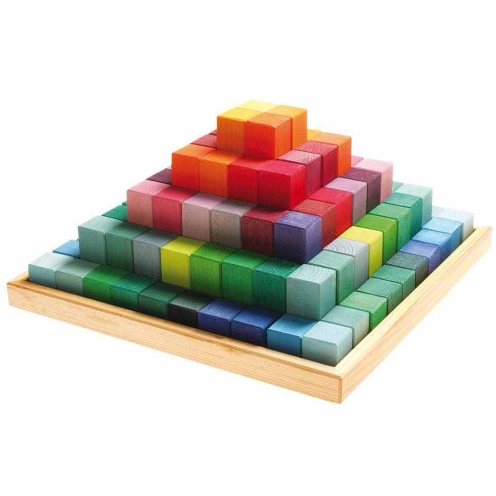 Large Stepped Pyramid Wooden Math Blocks Towering Buildings, and landscapes with these brightly colored wooden blocks